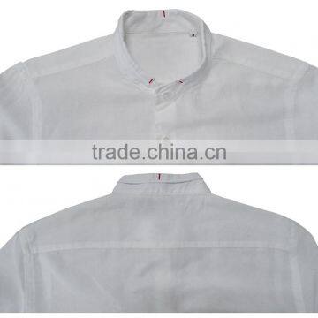 Latest Custom Man Shirt Design Pure White Linen Mens Dress Shirts Camisas photo-2