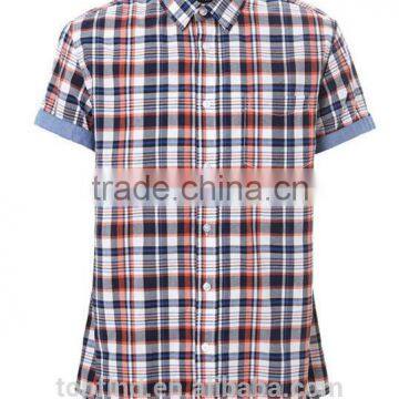 Wholesale Plaids Branded Short Sleeve Men Dress &casual Shirt