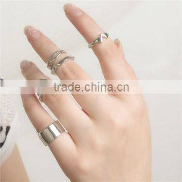 5pcs Per Set Punk Style Rivet V-shape Metal Midi Finger Knuckle Rings