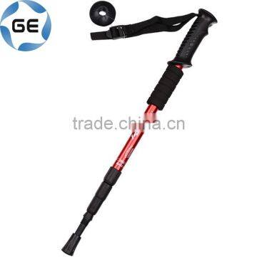 High Quality Rubber Grip 4 Sections Telescopic Trekking Pole Outdoor Walking Alpenstock 6061 Aluminium Alloy Hiking Stick photo-3