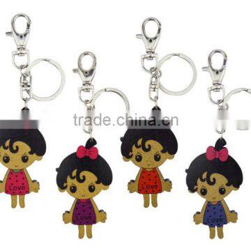 Promotional Rubber Toy Cute Girl Keychain Manufacturer Key Ring Keyring Gift Carabiner Key Chain