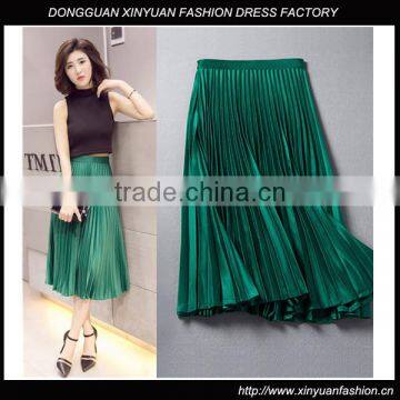 Custom Ladies Long Skirts Pure Color Pleated Skirts,Fashion Plus Size A-line Pleated Skirts For Ladies