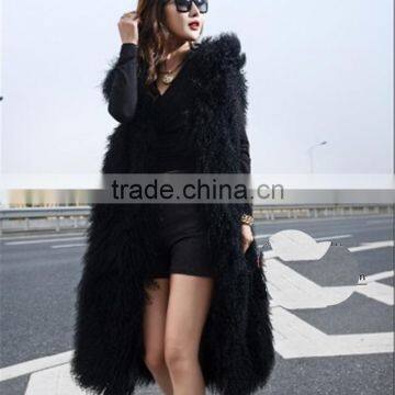 SJ226-02 Black New Arrival 2016 Real Fur Outwear Fur Coat Women photo-6