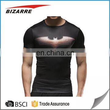 Men custom fitness elastic cotton tight short sleeve sports gym t shirt