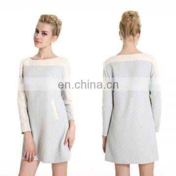 Autumn New Arrival Round Neck Long Sleeve Fancy Women Shift Dress