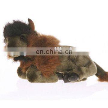 15inch Lifelike laying down long fur plush Bison