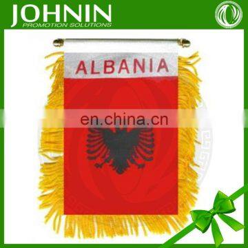 Promotional Print Decoration Elastic Hanging Car Mirror Flag Albania