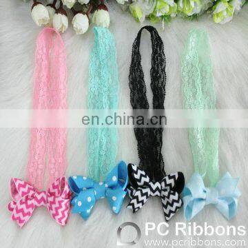 Good quality printed grosgrain bow with elastic lace