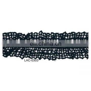 High quality black elegant decorative ruffled lace