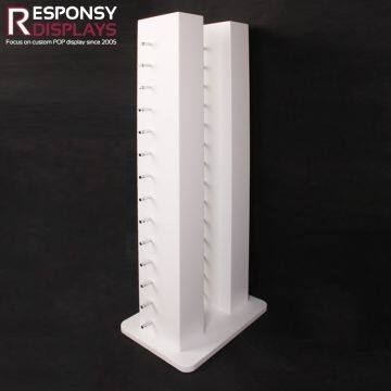 Floor Double Pillars Wood Sunglasses Display Rack With Chroming Metal Pins photo-2