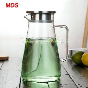 Clear Explosion-proof Pyrex Heat Insulated Glass Water Jug With Stainless Steel Lid photo-4