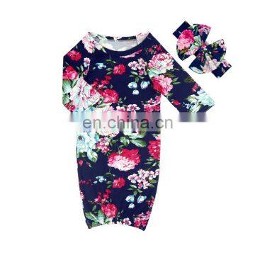 Infant&Toddler Brushed Silkmilk Flower Printing Baby Navy Sleep Gown Clothes Wholesale Baby Girls Sleeping Bags. photo-2