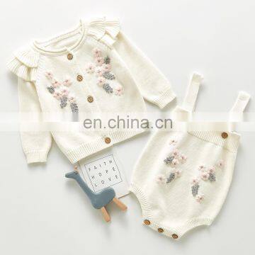 2020 infants and children 3-6-9 months baby suit flower jacket, suspenders, romper, climbing clothes, two-piece single shot