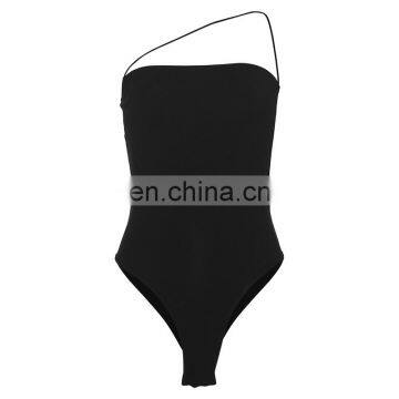 One shoulder Mujer Black lingerie Cotton Bodysuits for Women