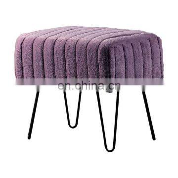 Modern Home Use Stool Tufted Velvet Ottoman Stool With Metal Legs Living Room Pink Ottoman photo-2