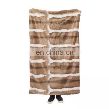 Wholesale Luxury Jacquard Long Recycling Faux Fur Micro Plush Throw Blanket 2-ply photo-2
