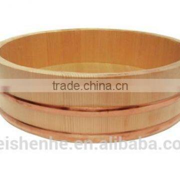 Handmade Rustic Wooden Bucket for Mixing Rice for Sushi