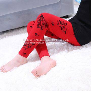 Custom Spring Autumn Fall Girls Solid Leggings Warm Cashmere Pants Kids Leggings