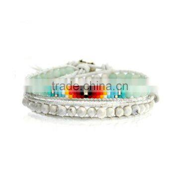 New design bohemian make leather beaded bracelets fashion wrap bracelets leather treaty bracelets