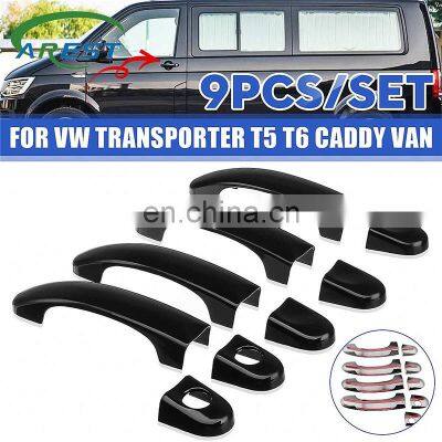 6 7 8 9 PCS Set Car Gloss Black White Door Handle Covers For VW Transpoter T5 T6 Caddy Van 2003-2015 Car Accessories Stickers