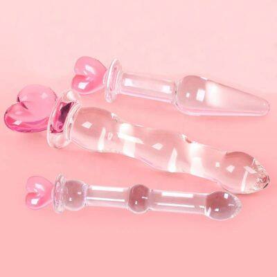 Drop shipping Vaginal And Anal Stimulation High-grade Crystal Beads Anal Butt Plug Glass Dildo Penis Sex Toys For male anal toy