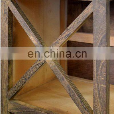 Sideboard Cupboard 4 Drawers 2 Shelves 3 Baskets Wicker Wood Fabric Brown Country Style Kitchen Bedroom photo-5