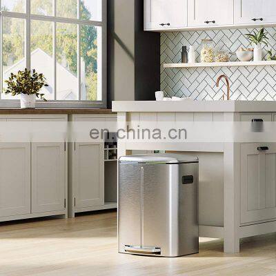 Office Kitchen Hotel 24L Recycle Bin Stainless Steel Recycle Bins 2 Compartments Outdoor Recycled Trash Bin photo-4