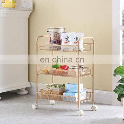 New Design Style High Quality Black White Household Metal 3 Tiers Storage Rack With Wheels Storage Trolley for Kitchen photo-2