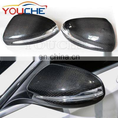 for Mercedes w205 carbon fiber door side wing rearview mirror cover replacement W213 S class w222 v222 GLC x205 LHD