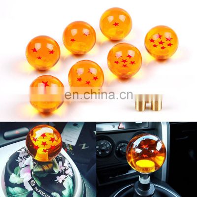 AUSO Universal Auto Parts Racing Cars Acrylic Crystal JDM 54mm 7 Star Orange Ball Gear Knob For Universal Car