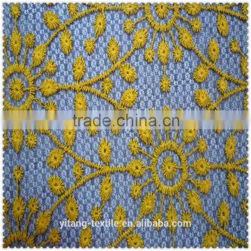 yellow sunflower embroidered lace fabric