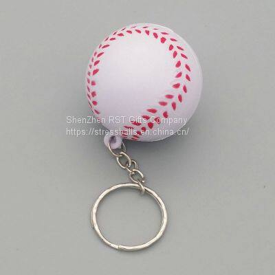 Pu Foam Baseball Anti Stress Ball Keychain for Sports Fans and Stress Relief