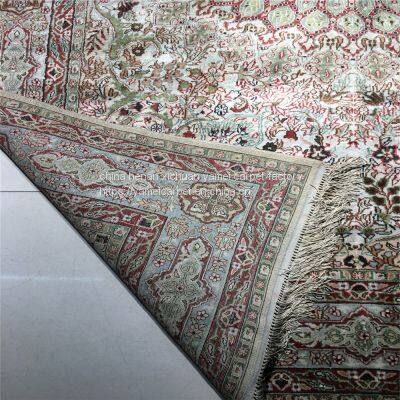 5x8ft Green Color Fine Quality Handmade Silk Persian Carpet for Home Decor