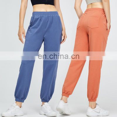 Good Quality Casual Running Drawstring Trousers Wholesale Cotton Pockets Straight Leg Sweatpants Women Workout Jogging Pants