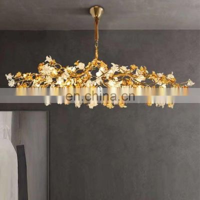 Modern Crystal Gold Chandelier Lighting for Dining Room Foyer Tree Branch Brass Chandelier