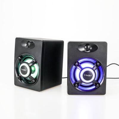 USB Speaker LED Rainbow Light Computer Gaming Speakers Lounder for Desktop Laptop Color Light Wireless Wired Pc Computer Speaker