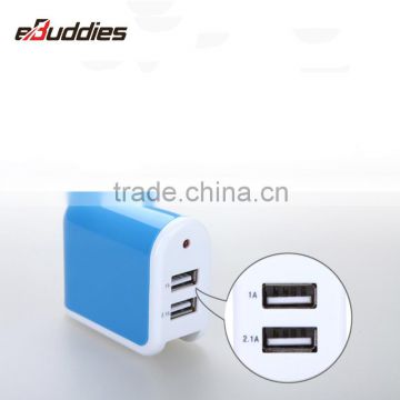 Dual USB with foldable AC Plug wall Charger US AC 110V to 230V to DC 5V 2.1A