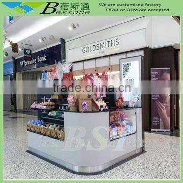 Shopping mall small glass wooden candy kiosk for sale