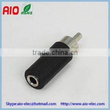 Black plastic jacket RCA male plug to 3.5mm stereo female,1/8 inch jack audio adaptor connector