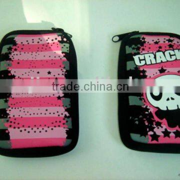 black neoprene pouch for iphone 4 with full silk screen printing