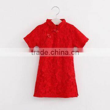 2016 folk-custom style children clothes toddler girl flower red dress wholesale