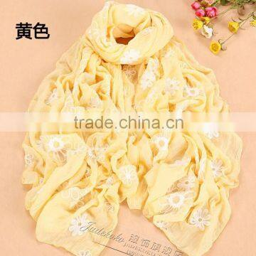 Wholesale Fashion Ladies Floral Embroidery Viscose Scarf Quality Choice