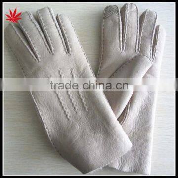 2015 Warm Winter Beige Double Face Leather Golves