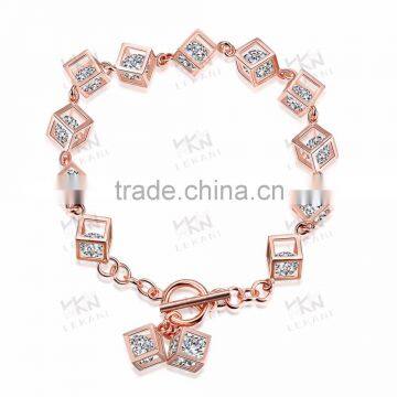 Custom design rose gold color charm bracelet hand chain