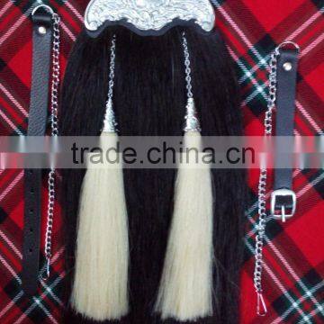 Horse Hair Sporran With Celtic Design Candle Made Of Real Leather Material