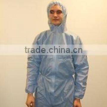 Disposable PE-Coated Coverall with Hood and Zipper