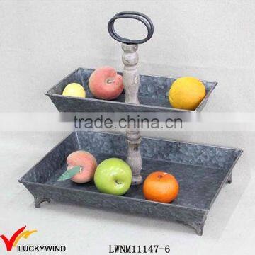 Manufacturing Company 2 Tier Antique Metal Zinc Galvanized Tray