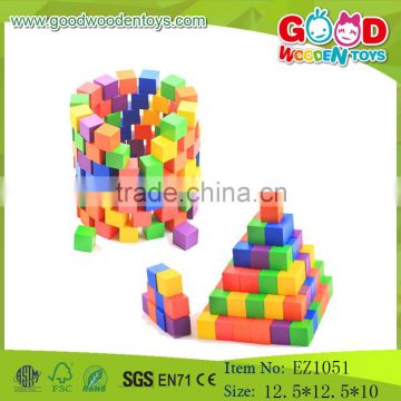 Colorful Wooden 2.5cm Cube Wooden Puzzle Building Blocks