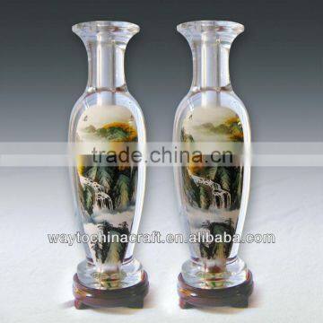 Craft Glass Vase with inside painted pattern