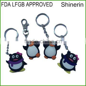 Shinerin Cute fanny animal design soft silicone pvc key chains rings customized